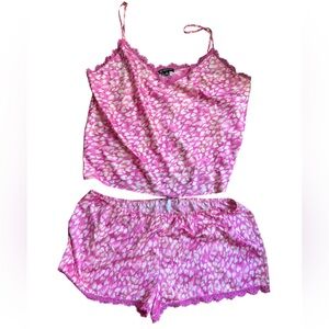 INC International Concepts Womens Pajama Set Pink White Leopard